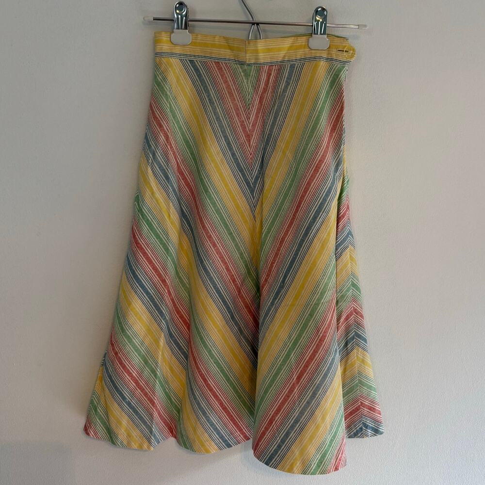 Vintage XS 70s Chevron Midi Skirt Casual Corner Retro Boho Summer A-Line Beach